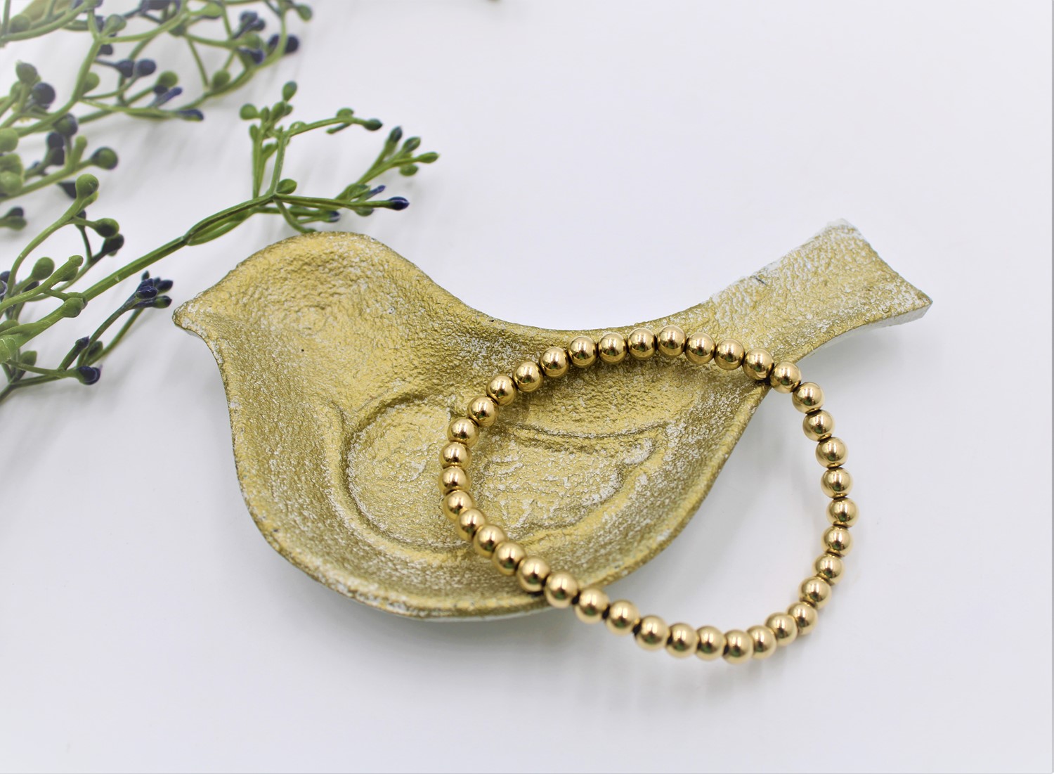 4.75x3x.5" Cast Iron Bird Trinket Dish, Gold HD5219