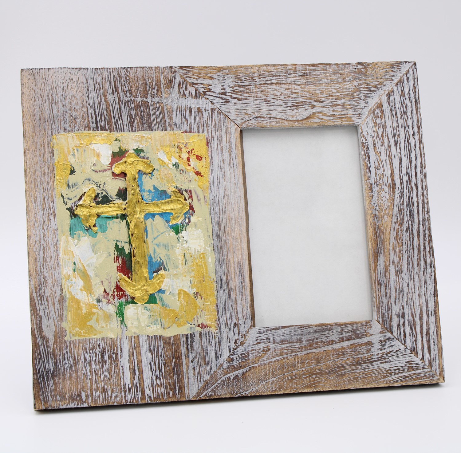 11x9x.5" Handpainted Cross Photo Frame ©Candice Boatright, Holds 3x5 CB1004D