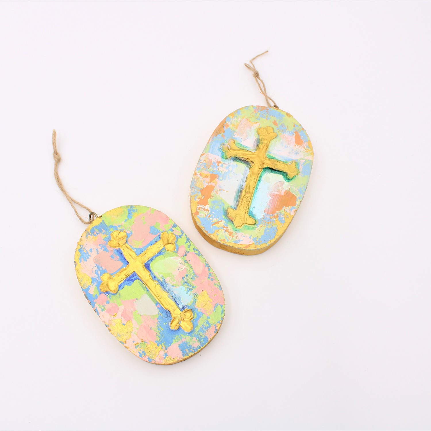 3.5x5x.75" Cross Ornament, Blue ©Candice Boatright CB1738