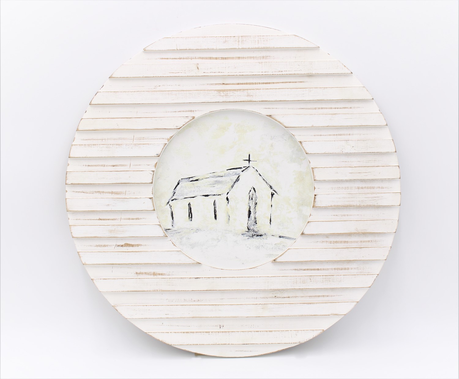19.75x.75" Church Sketch Wood Wall Décor ©Tawnya Norton TN1226
