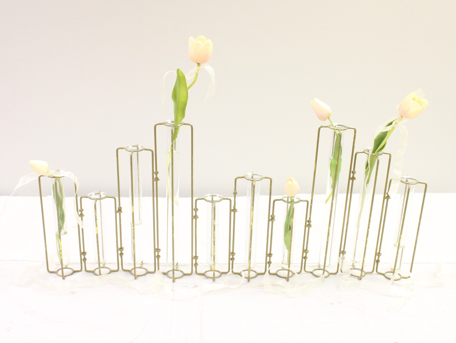 13x30x3" Hinged Test Tube Vase x10, Gold HD5015