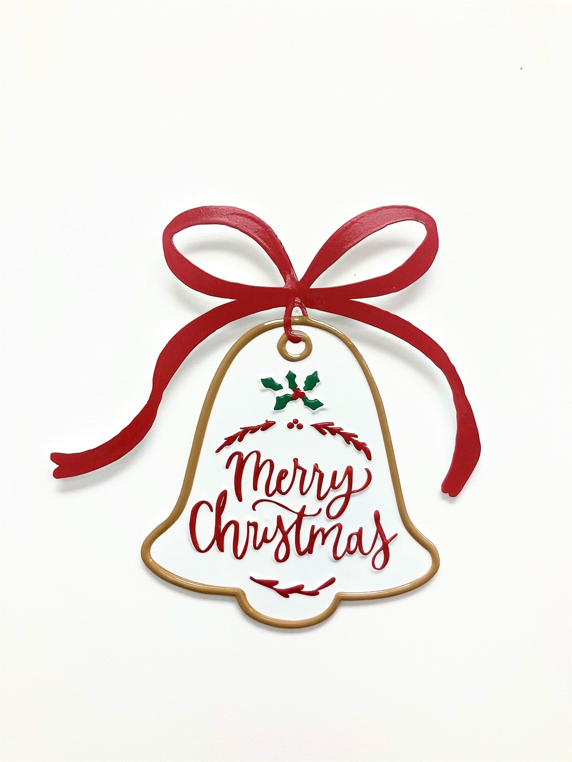 12" Metal Merry Christmas Décor, Bell Shape CM4100