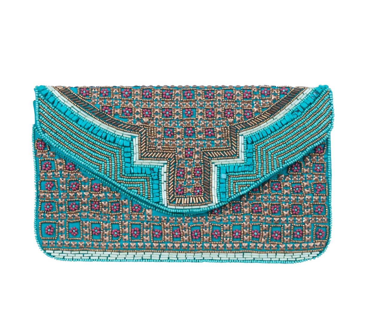 10x6" Aztec Hand Beaded Clutch CDBW005