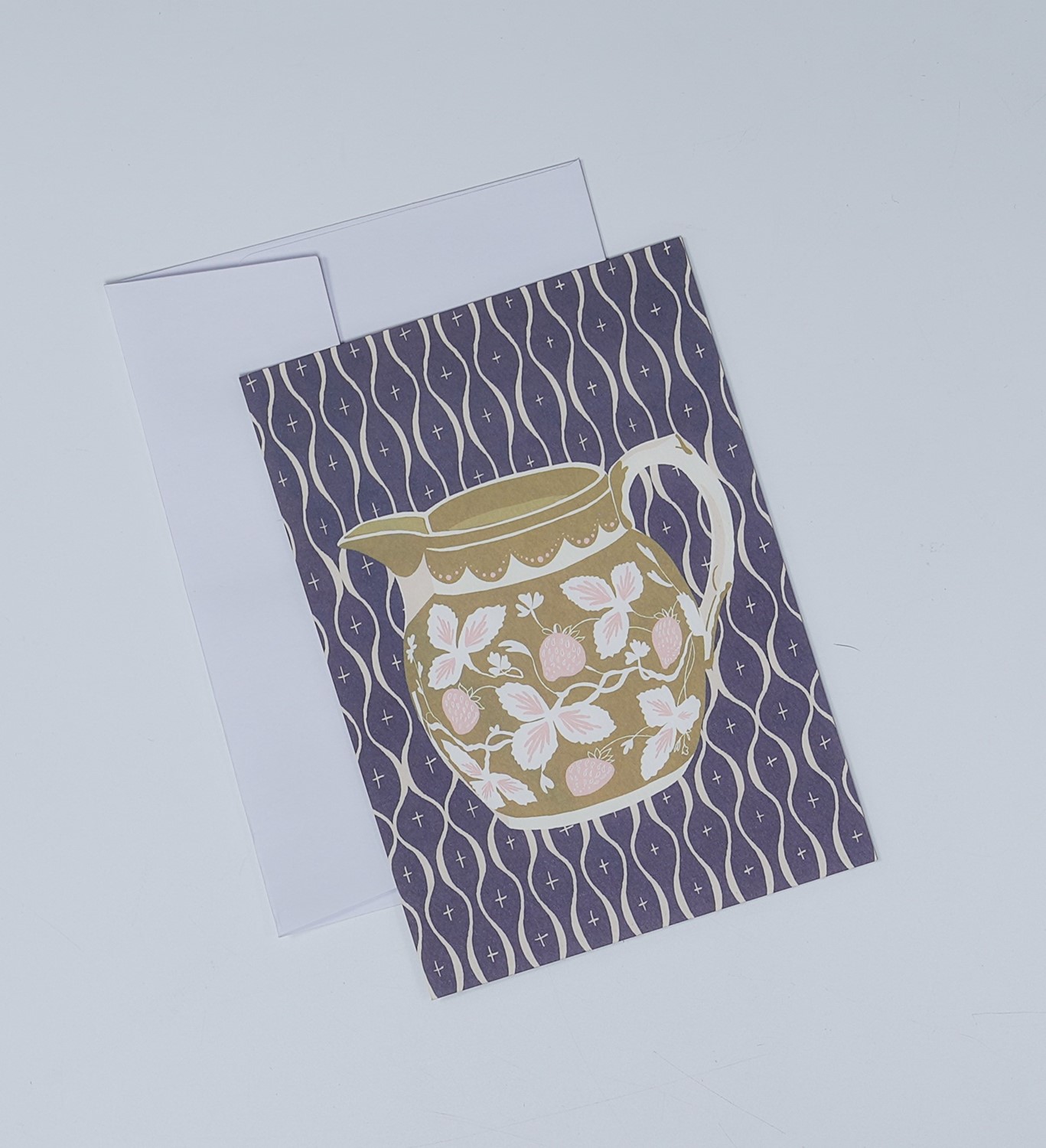 Set/6 Notecards in Clear Box, Strawberry Lustre Pitcher ©Debi Vincent, 4.5x6.25" DV1070