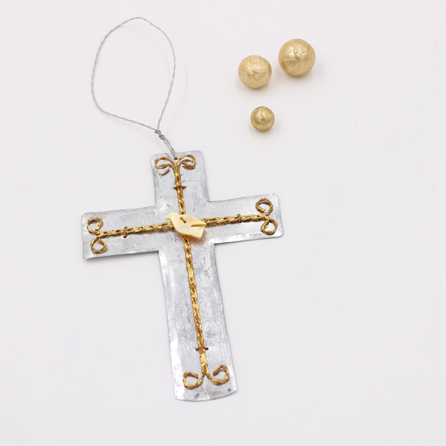 6" Silver Cross Ornament JM15260