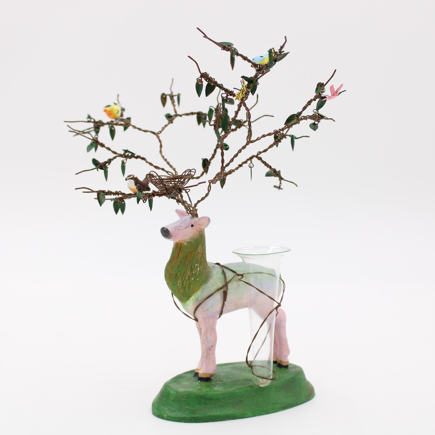 10" Renaissance Deer with Glass Vase JM61970