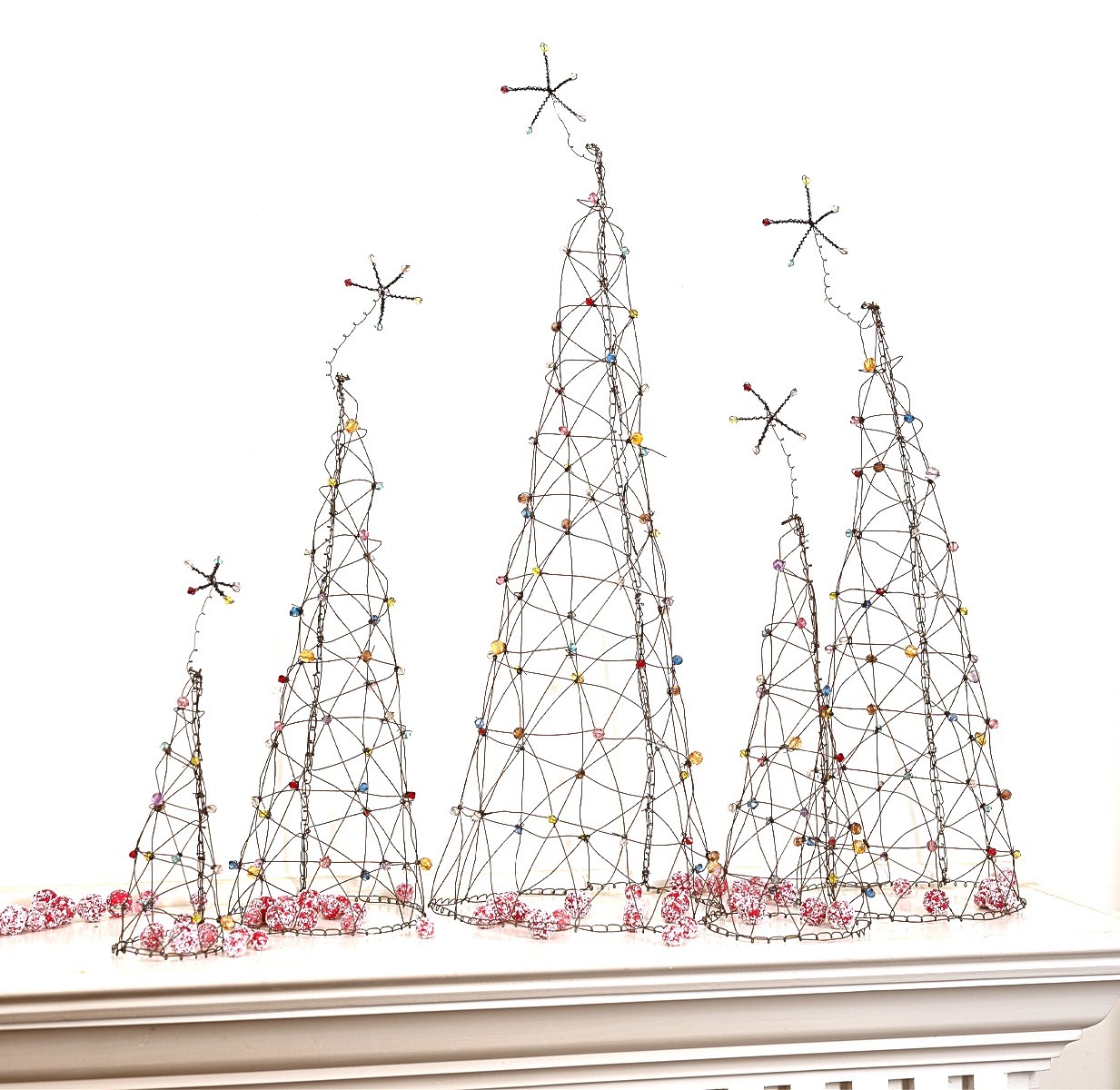 Set/5 Wire Cone Trees with Jewels  7-21" JM85590S