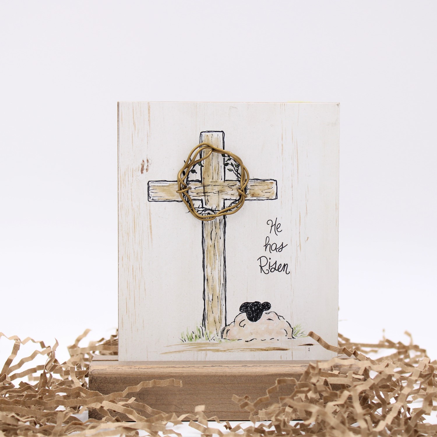6x6.75x1.5" He Has Risen Table Sign ©Tawnya Norton TN2034