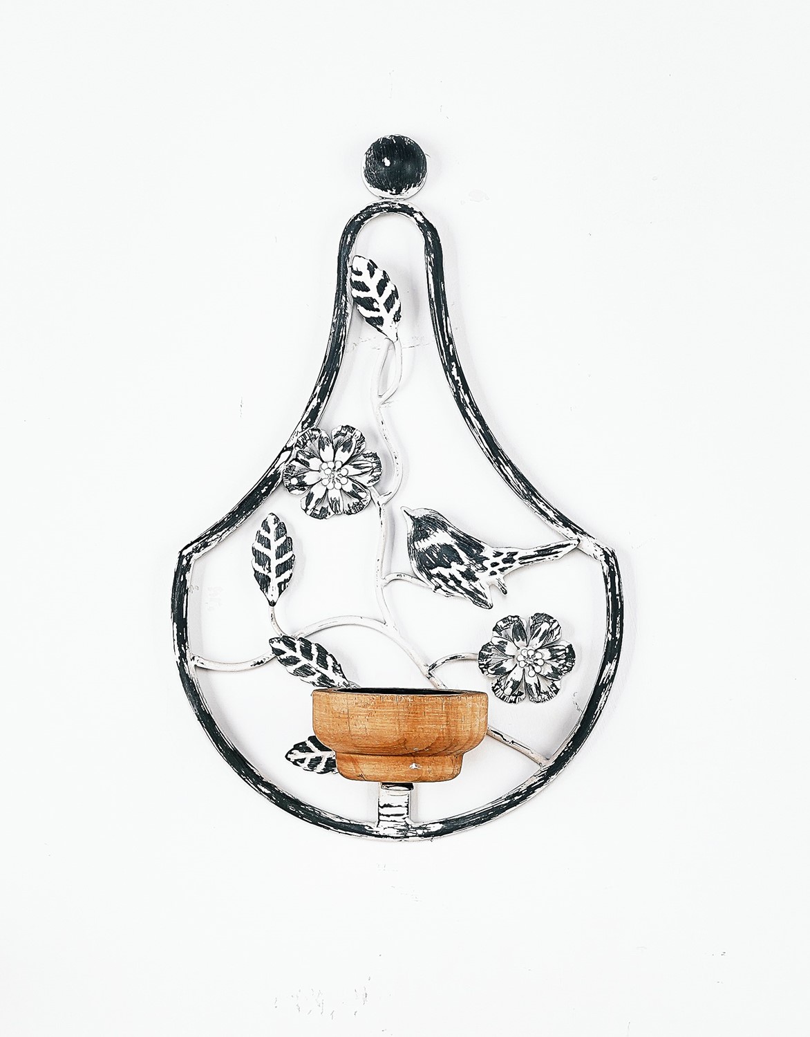 8x13" Metal and Wood Bird Wall Sconce, USE LED CANDLE ONLY HD6388