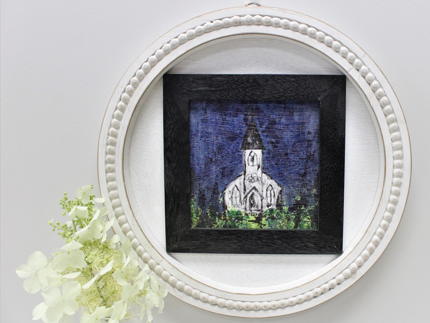 12x1" Round Layered Wood Wall Décor, Navy Church ©Tawnya Norton TN1504