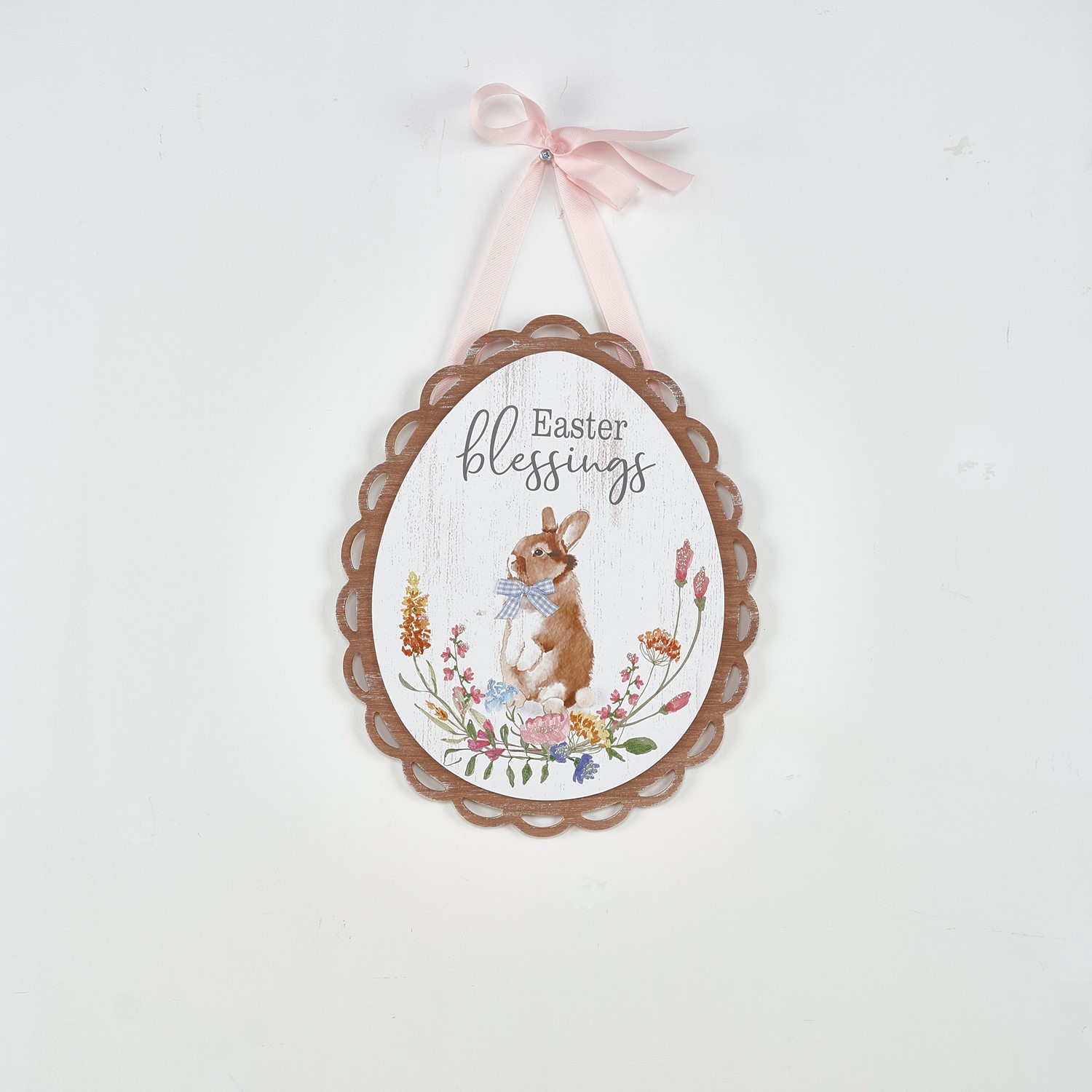 13.5" Wood Egg Shaped Wall Décor, Easter Blessings MS2223
