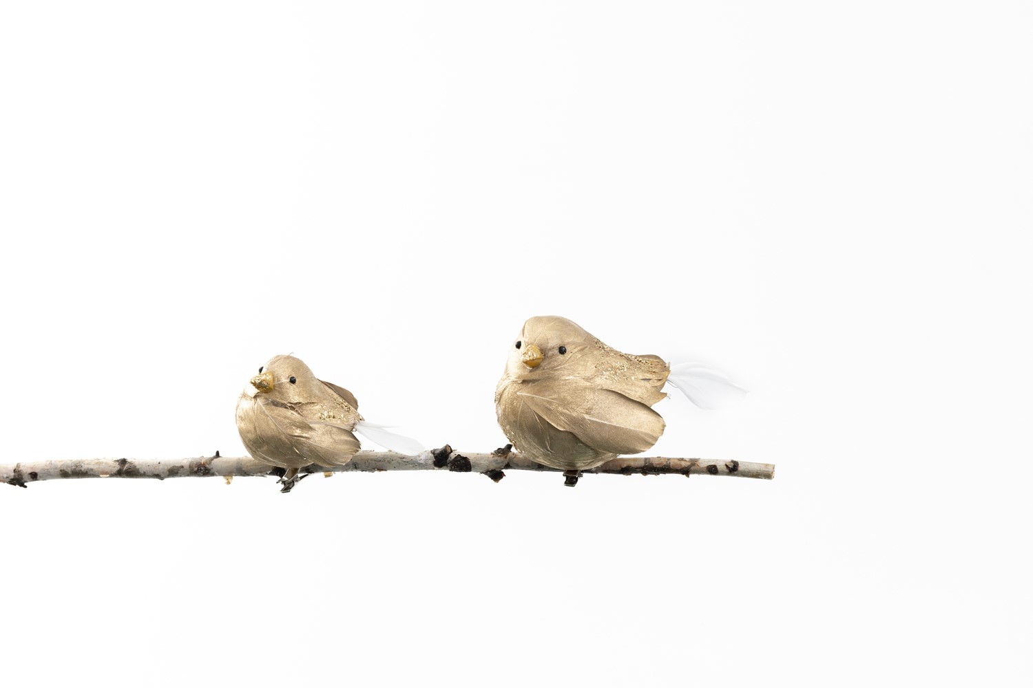 Set/2 Gold Feather Bird Clips, 3.25", 2.5" CM5012S