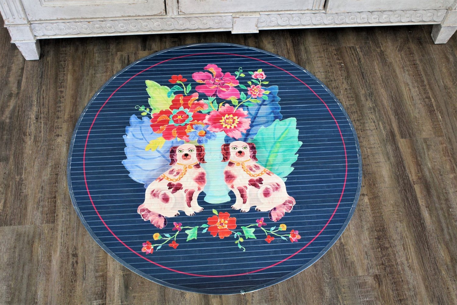 36" Round Bamboo Mat, Tobacco Leaf Staffordshire ©Casey Krimmel CK1402
