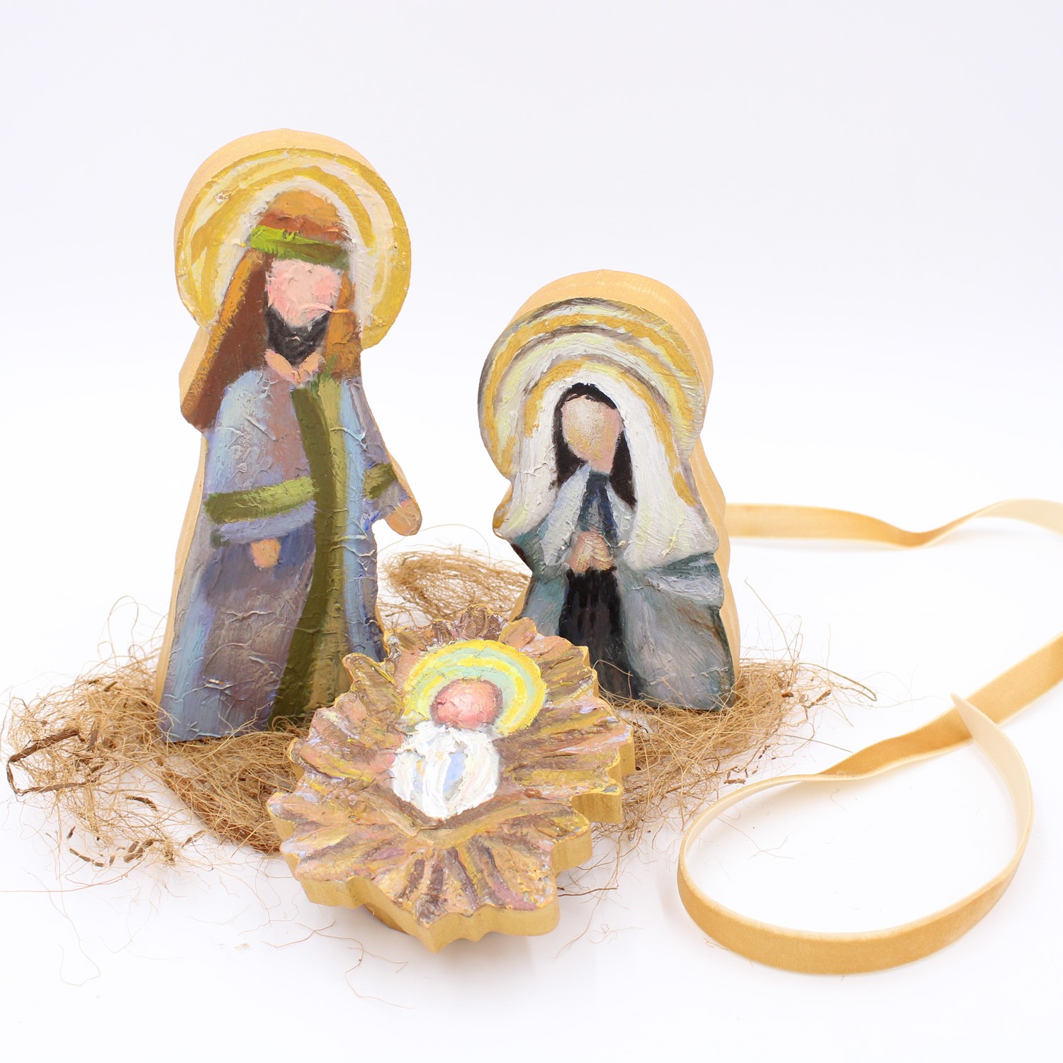 Set/3 Handpainted Wood Cutout Holy Family, 4", 6", 6.5" ©Candice Boatright CBX1023S