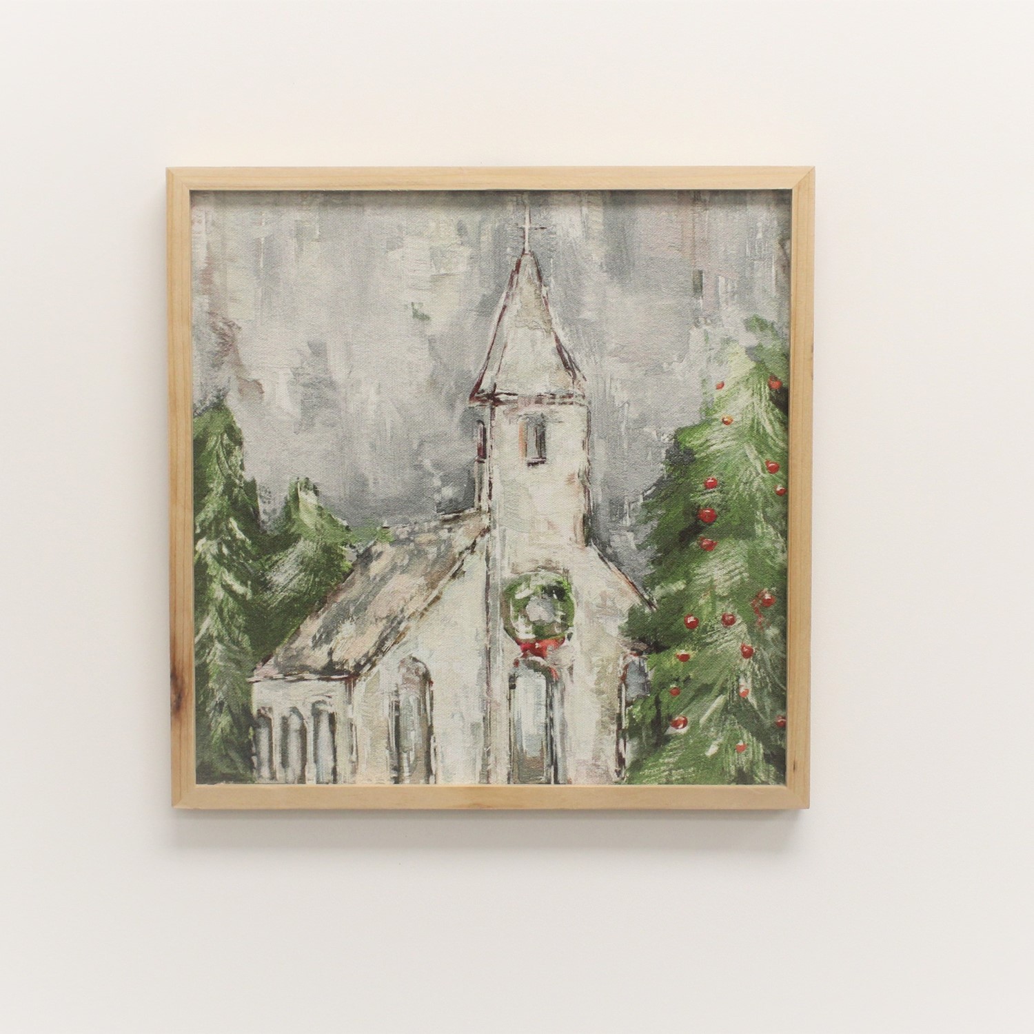 16x16" Framed Church Wall Art On Fabric CM5636