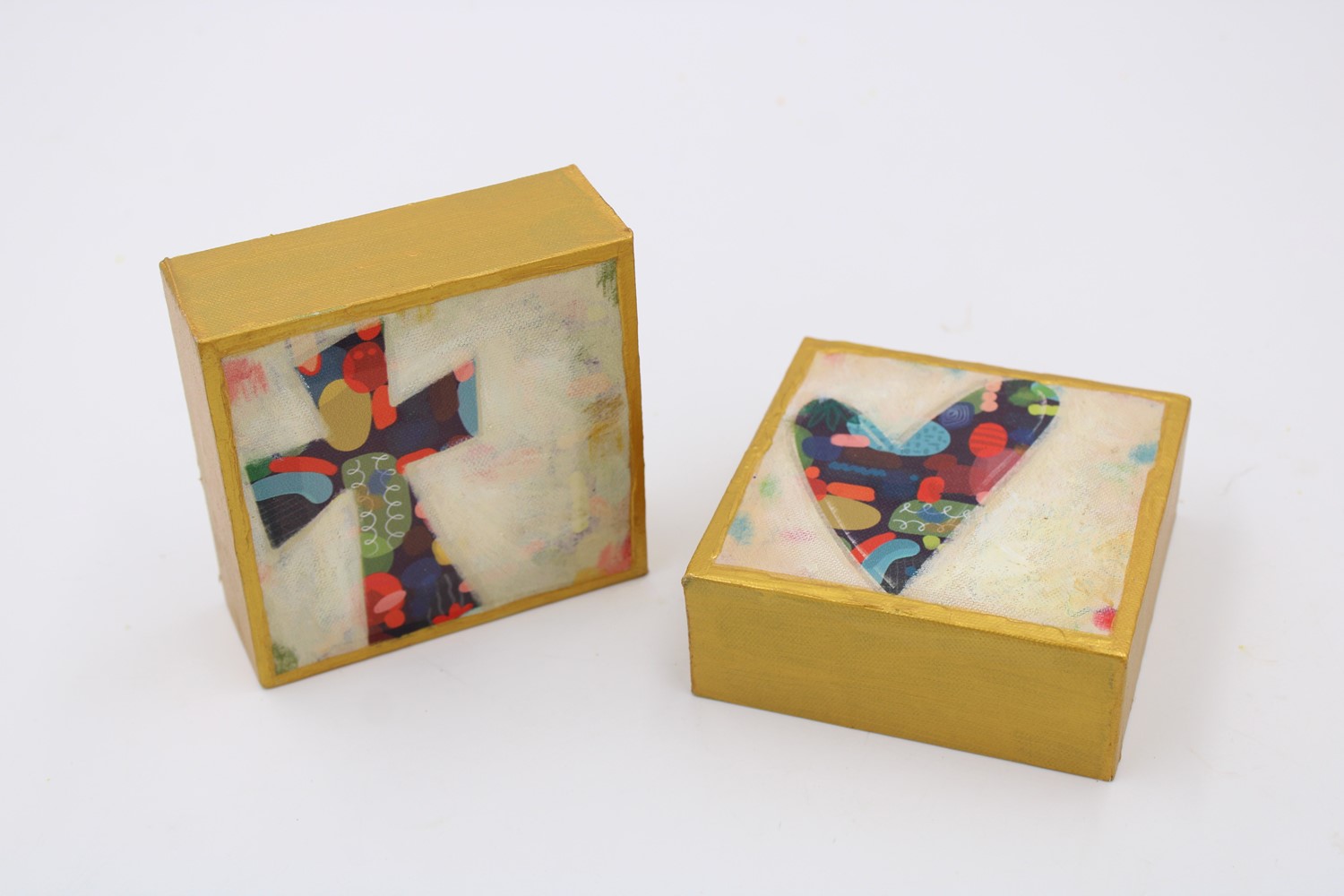 4x4" Handpainted Wood Block Sign, Abstract Cross/Heart, 2 Assorted ©Jill Alford JA1000A