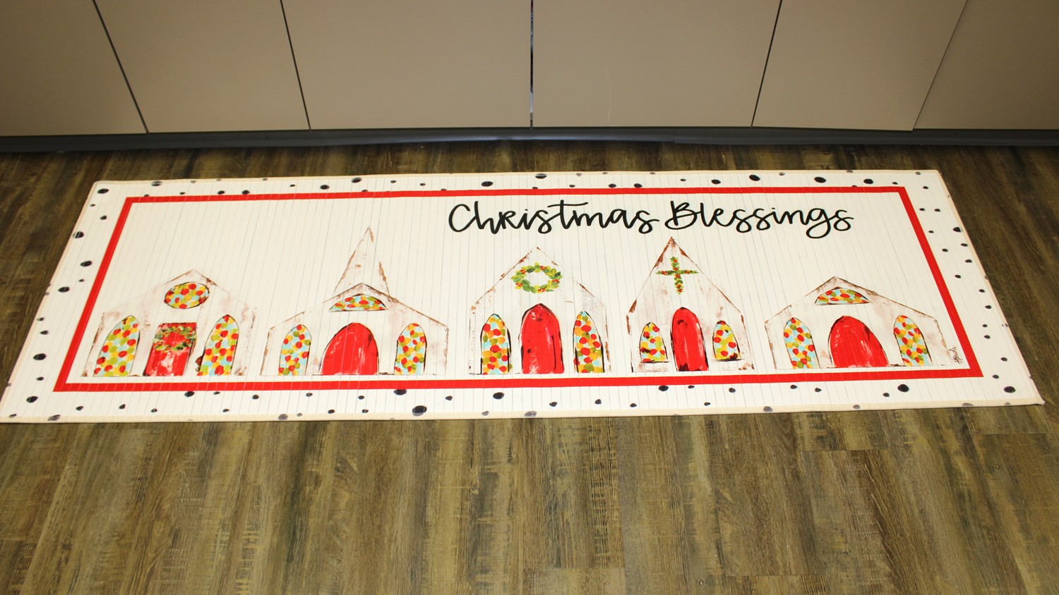 72x24" Bamboo Floor Runner, Christmas Blessings Church ©Haley Bush HBX1239