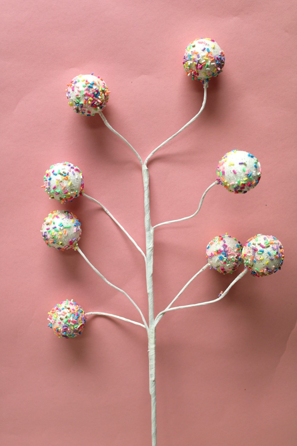 21.65" White Cake Pop Spray w/ Multicolor Sprinkles CM1114