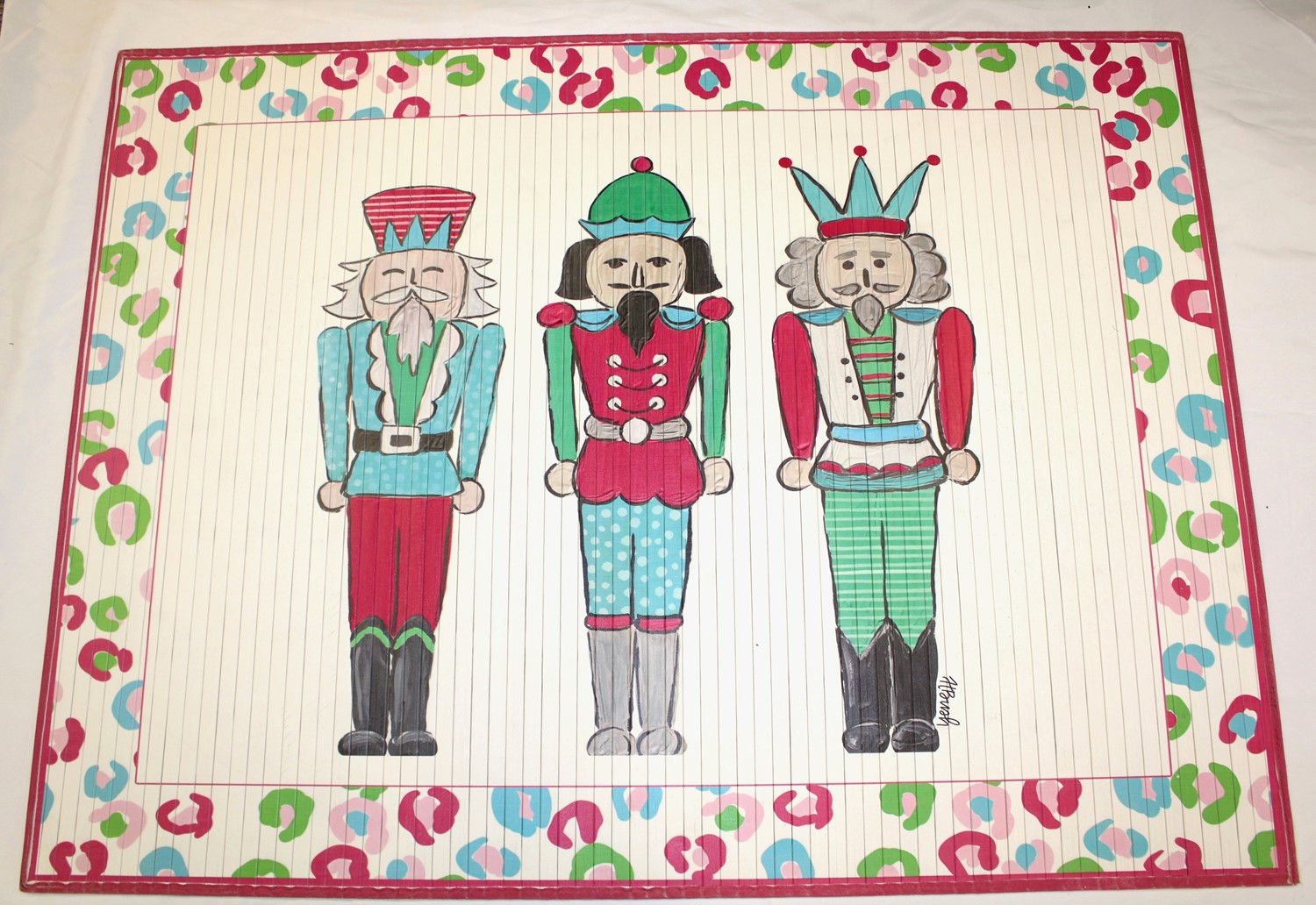 47x35" Bamboo Mat, Nutcracker Trio Brights ©Haley Bush HBX1244