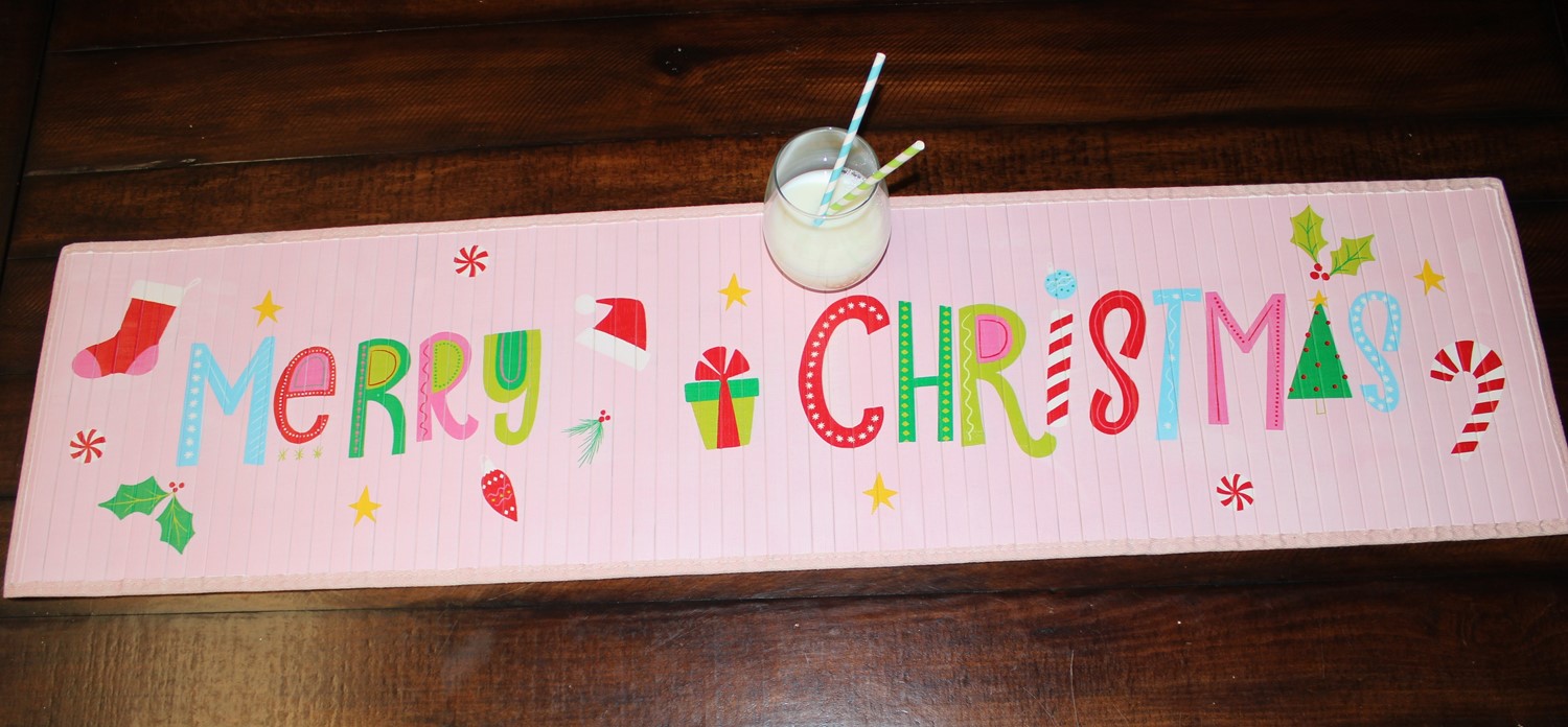 47.25x12" Bamboo Table Runner, Merry Christmas Brights ©Urban Daisies UD1023