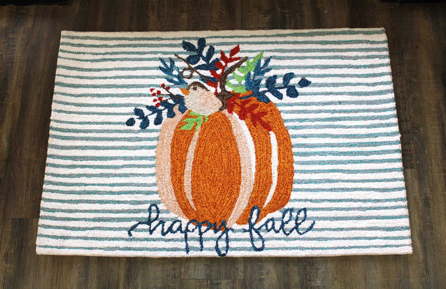 24x36" Handtufted Happy Fall Mat, Polyester, Indoor/Outdoor ©Haley Bush HBF0002