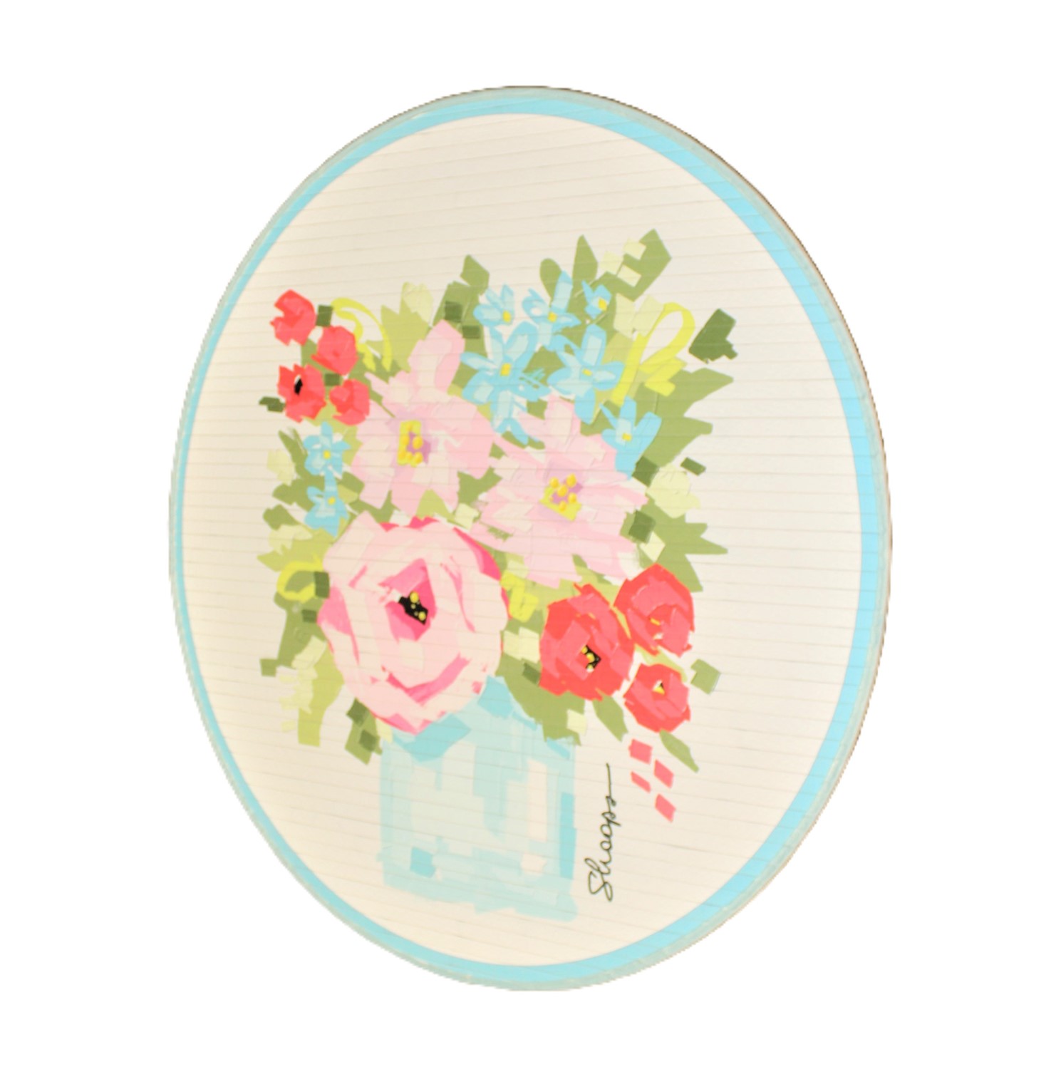 36" Round Bamboo Mat, Bright Floral in Vase ©Dana Shoops DS3002