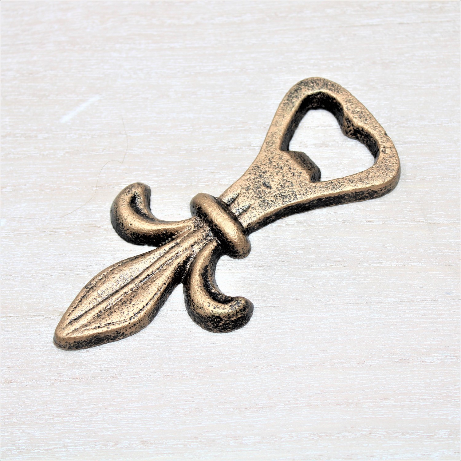 2.4x5" Cast Iron Fleur De Lis Bottle Opener, Antique Gold HD7104