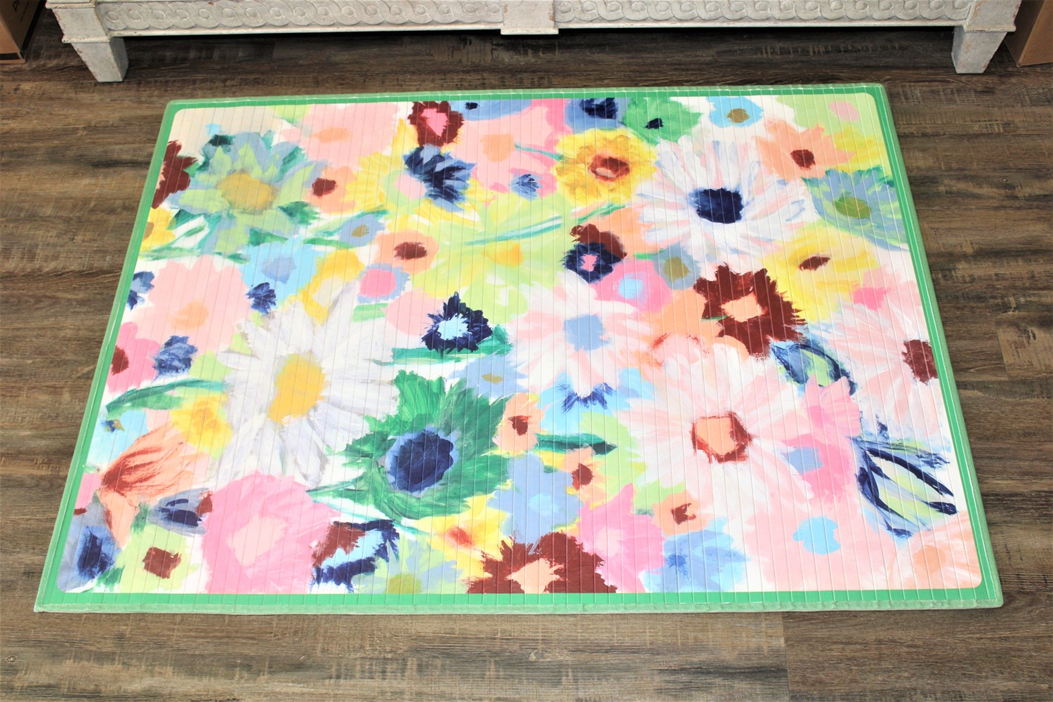 47x35" Bamboo Mat, Flower Power Abstract Floral ©Tawnya Norton TN2113