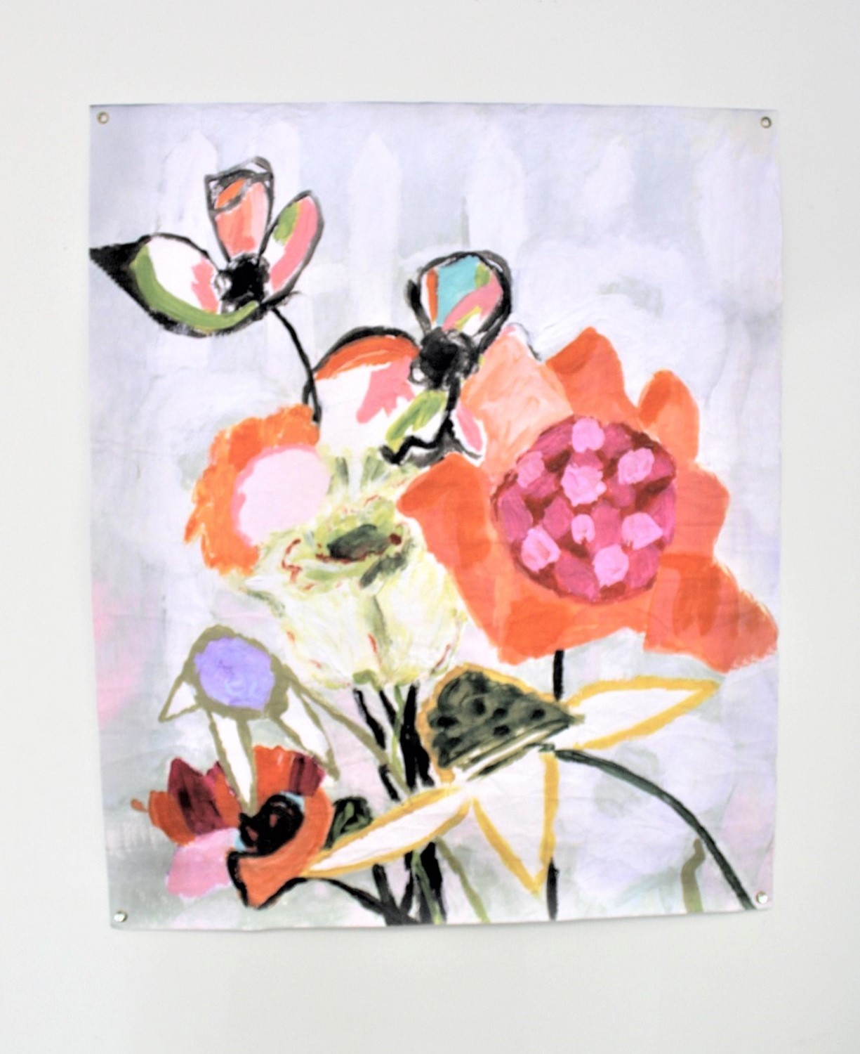 38x46" Art Paper, Abstract Flowers Picket Fence ©Tawnya Norton TN2117