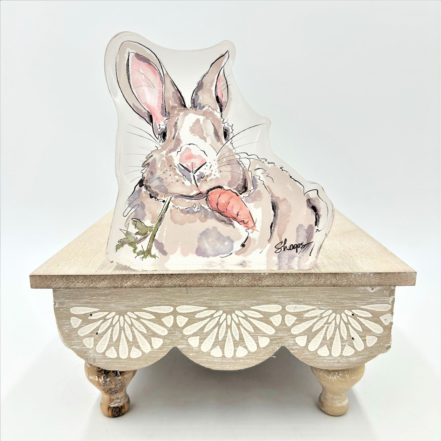 5.5x.8x5.5" Cutout Acrylic Rabbit with Carrot ©Dana Shoops DS3024