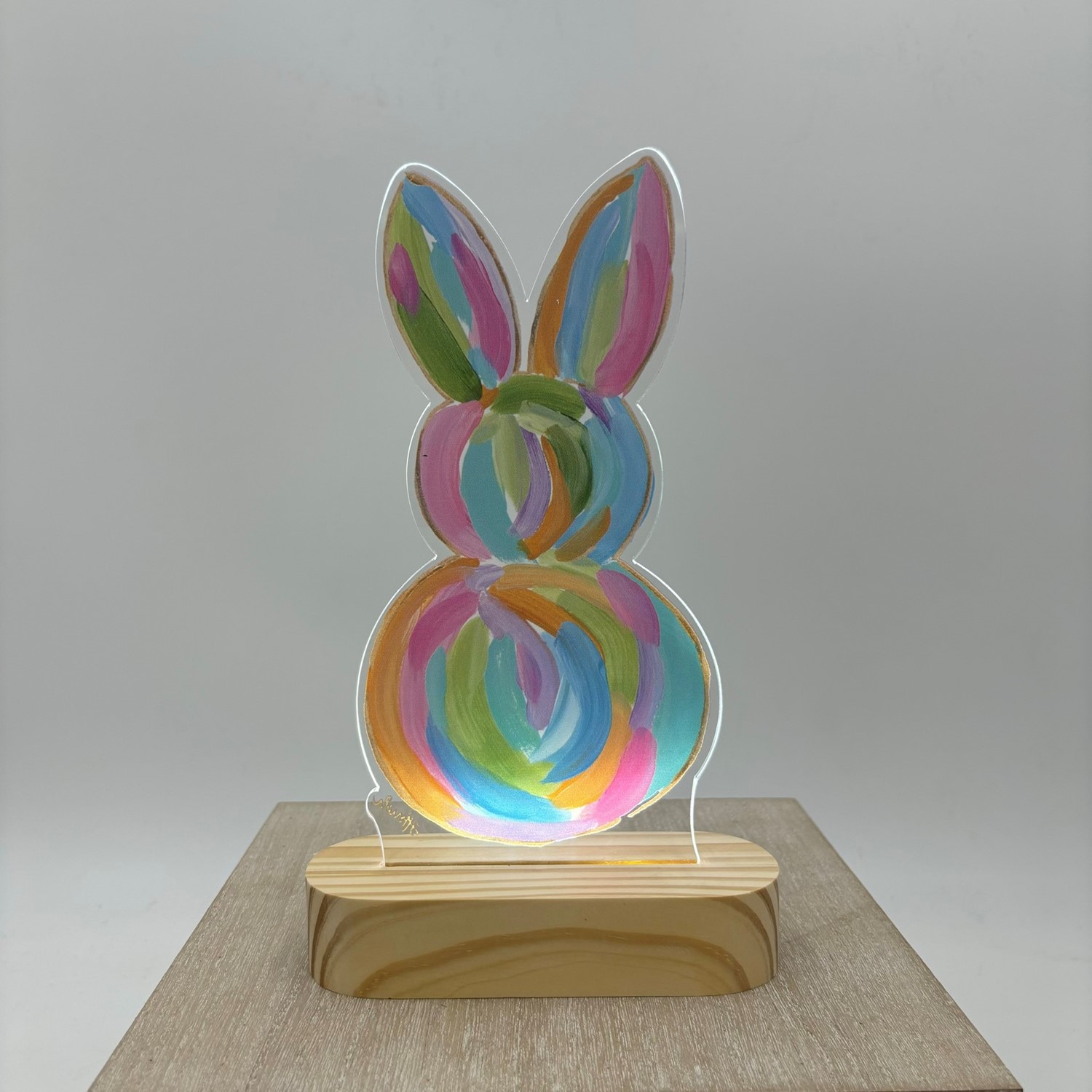 6x2.4x10" LED Acrylic Table Sign Cutout Bright Bunny ©Haley Bush HB1012
