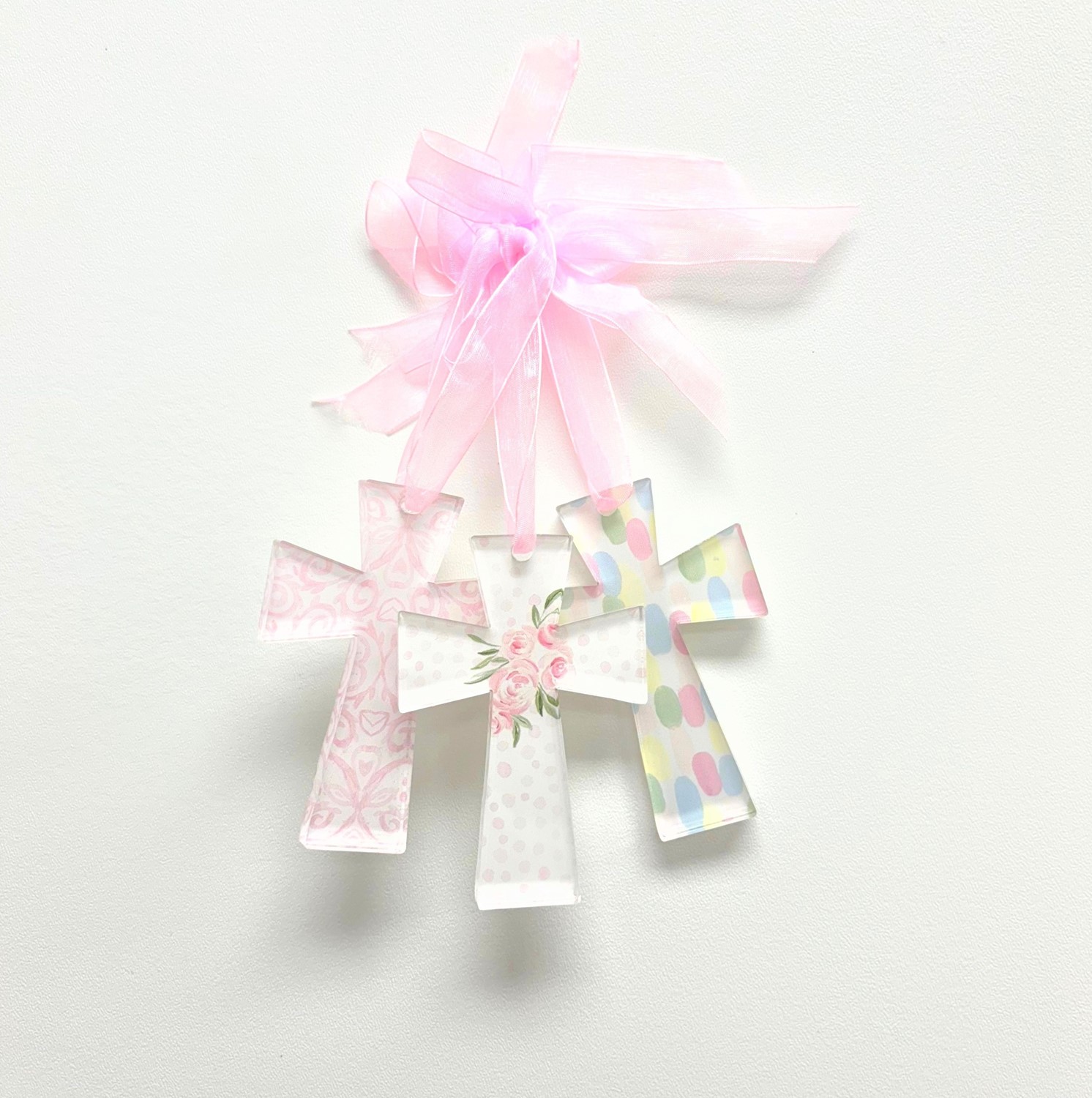 2.7x.3x4" Cutout Acrylic Cross Ornament, Pastels, 3 assorted ©Haley Bush HB1018A