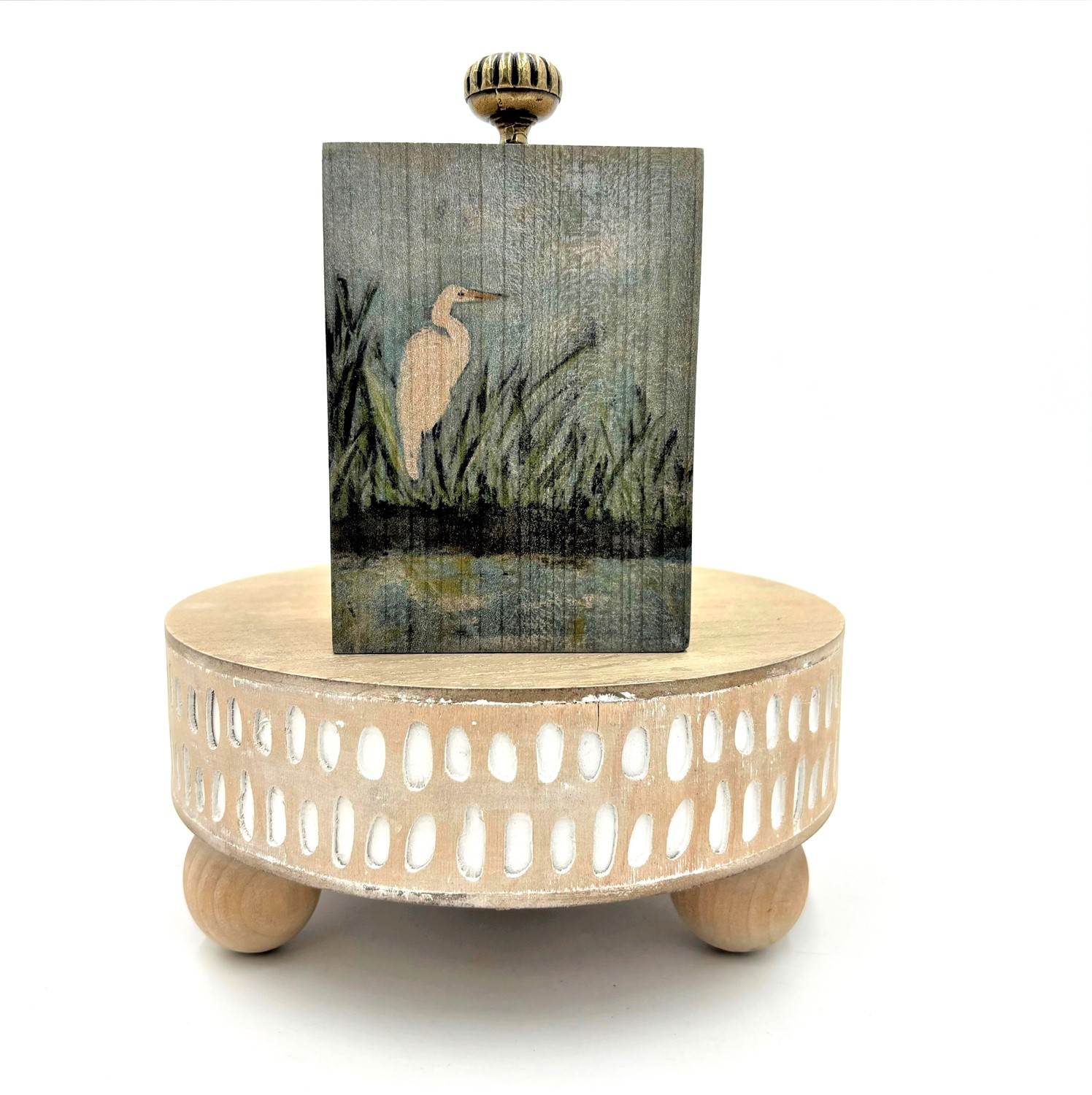 3.5x1.75x5.75 Wood Block with Iron Knob, Shore Bird ©Tawnya Norton TN2133