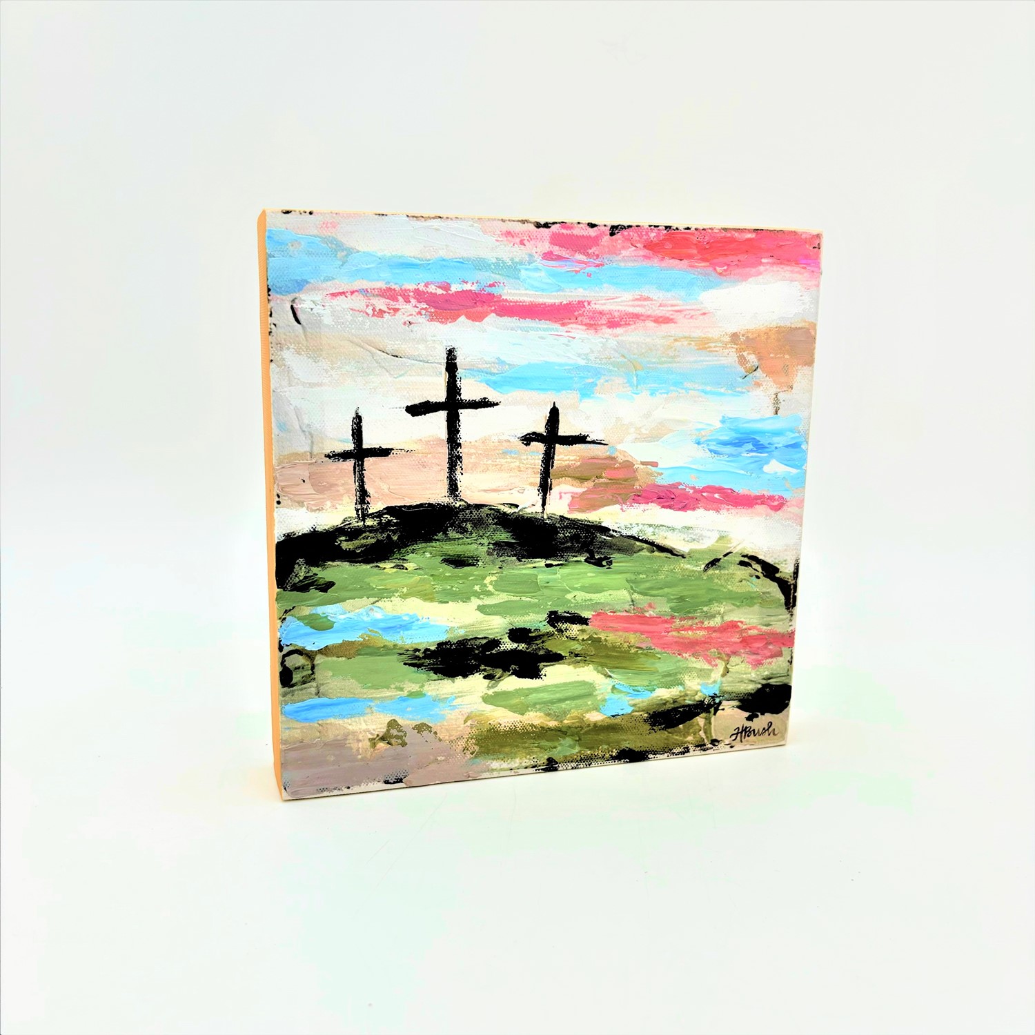 6x1x6" Handpainted Mdf Cross Trio on The Mountain ©Haley Bush HB1041