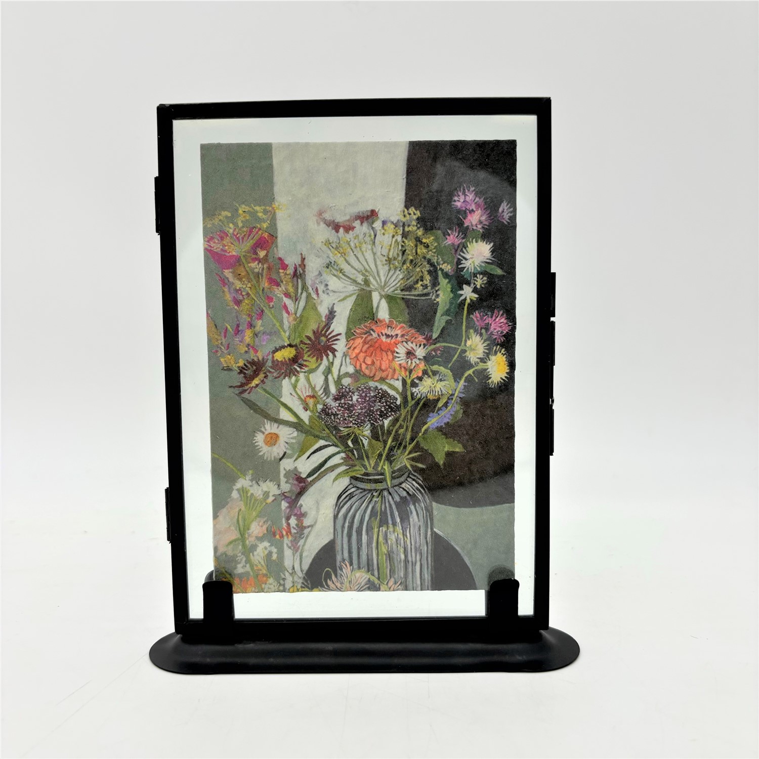 7x1.4x5.5" Black Framed Table Art, Wildflowers in Vase ©Lila Bacon BA4208