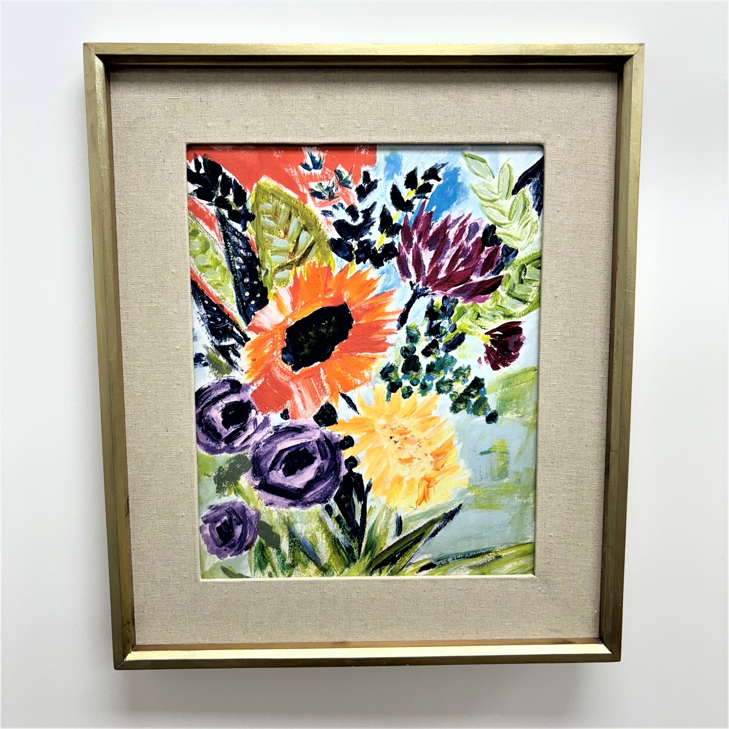 20x1.4x23.5" Abstract Floral Wood Frame Linen Mat Wall Décor ©Tawnya Norton TN2170