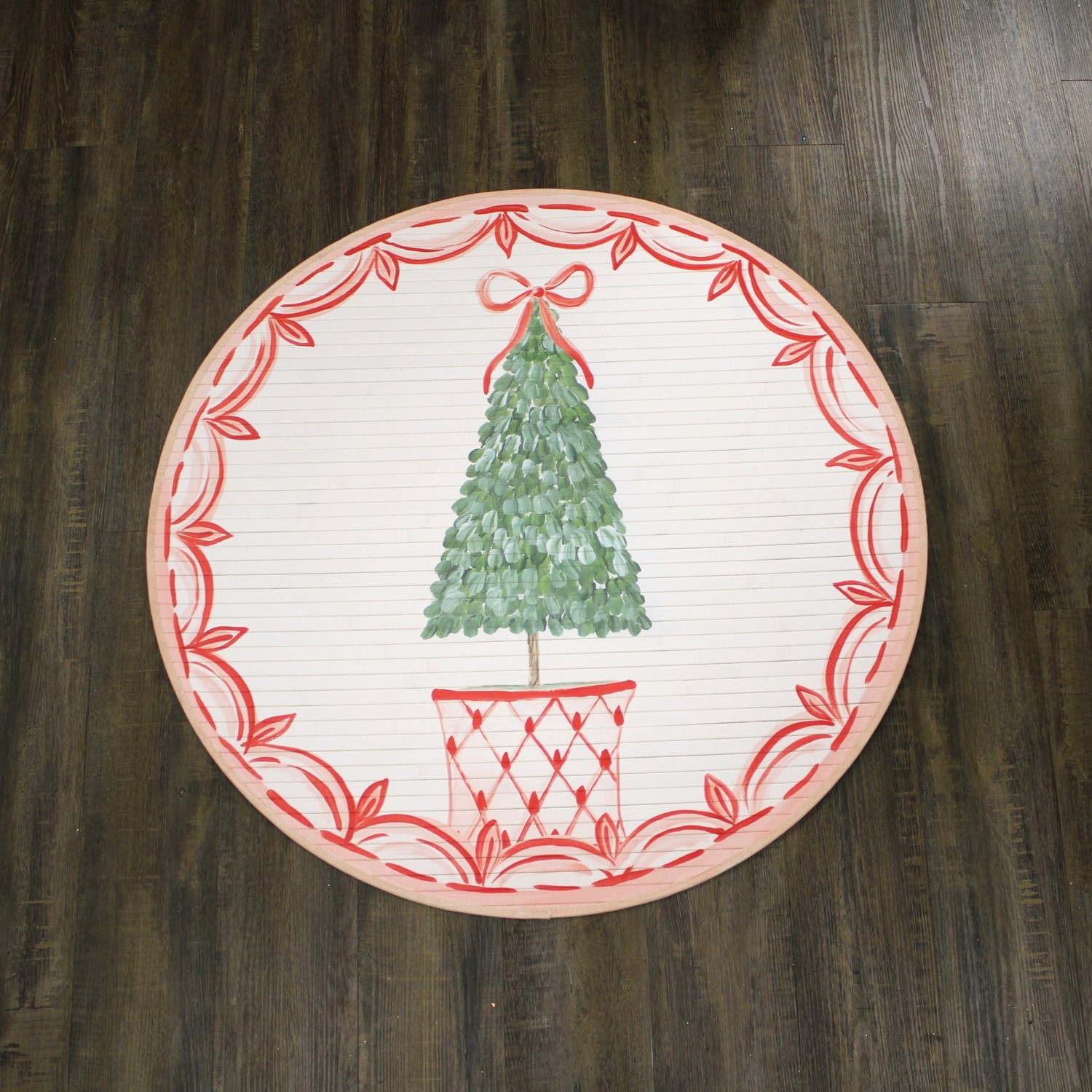 36" Round Bamboo Mat, Topiary Tree ©Haley Bush HBX1323