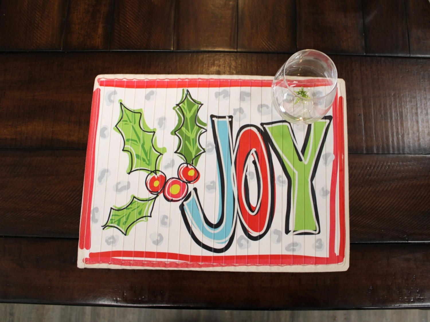 16x12" Bamboo Placemat, Joy with Holly ©Jamie Jones JJX0501