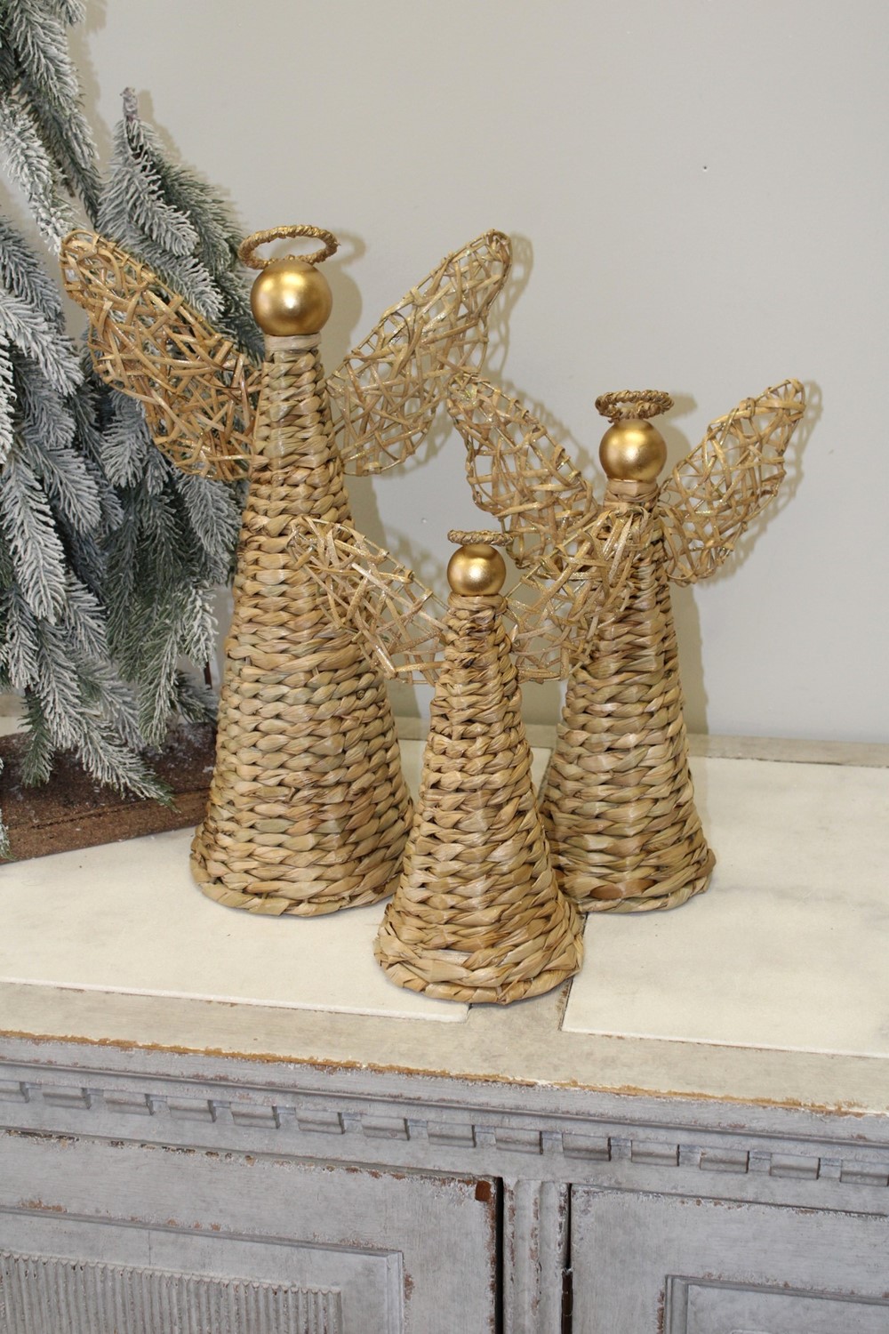 Set/3 Woven Angels, 8x5x11, 9x5x13, 11x6x16" CM3253S