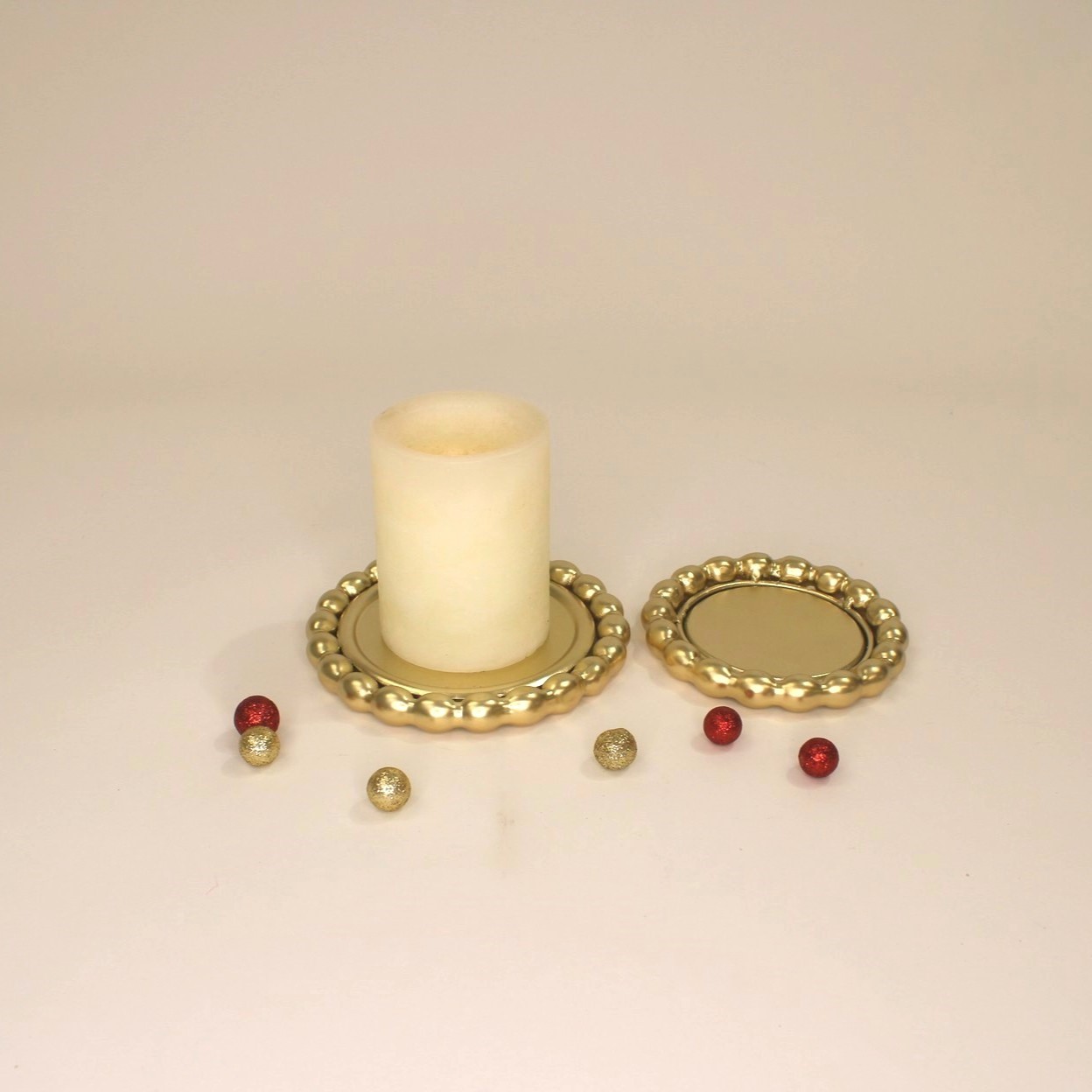 Set/2 Round Metal Gold Tray, 6, 5" HD1003S