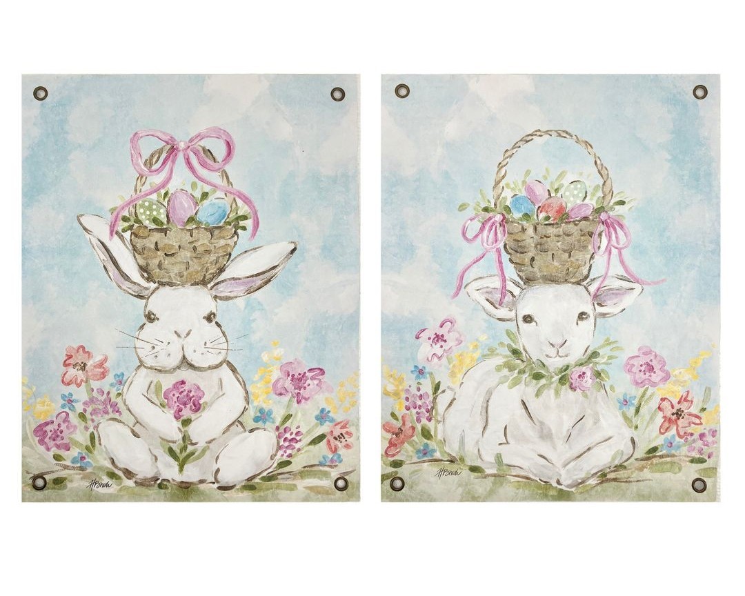 15x19" Art Paper, Bunny and Lamb with Baskets, 2 assorted ©Haley Bush HB2063A