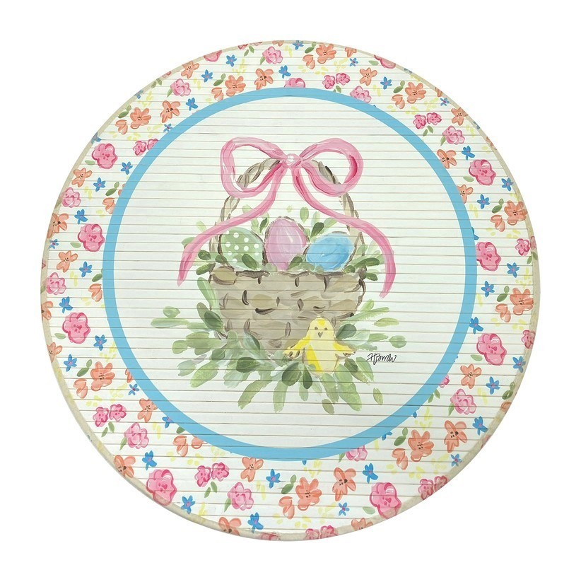 35" Round Bamboo Mat, Easter Basket and Chick ©Haley Bush HB2065