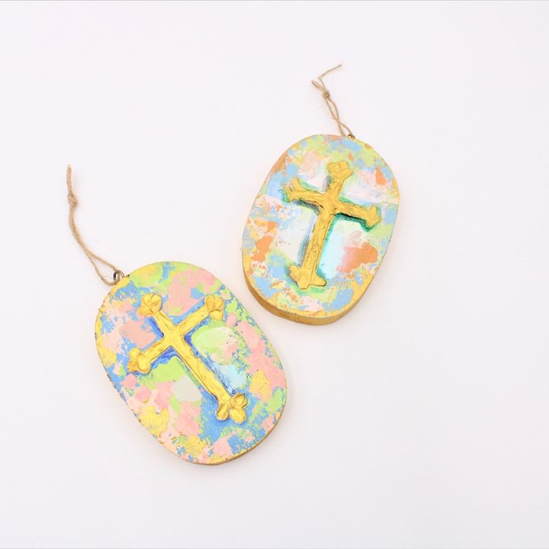 3.5x5x.75" Cross Ornament, Blue ©Candice Boatright CB1738