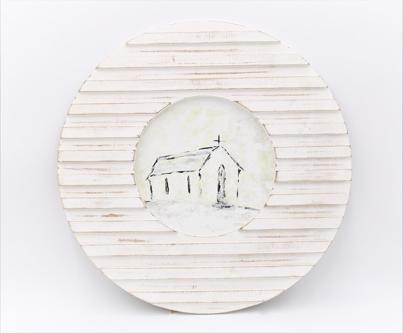 19.75x.75" Church Sketch Wood Wall Décor ©Tawnya Norton TN1226