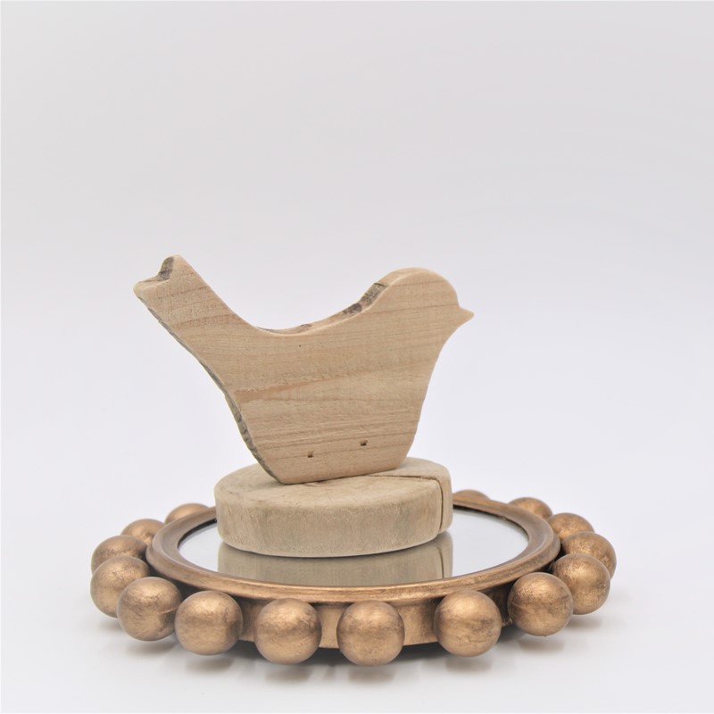 4.5x3.75x2.75" Wood Bird on Chip, Natural MS2118