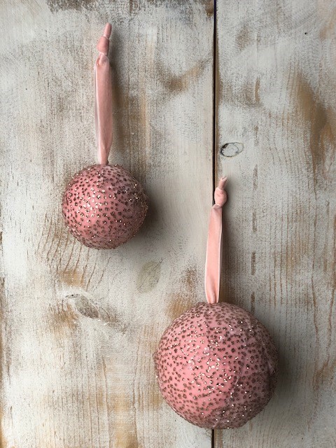 4.5" Blush Glitter Ball Ornament CM4233