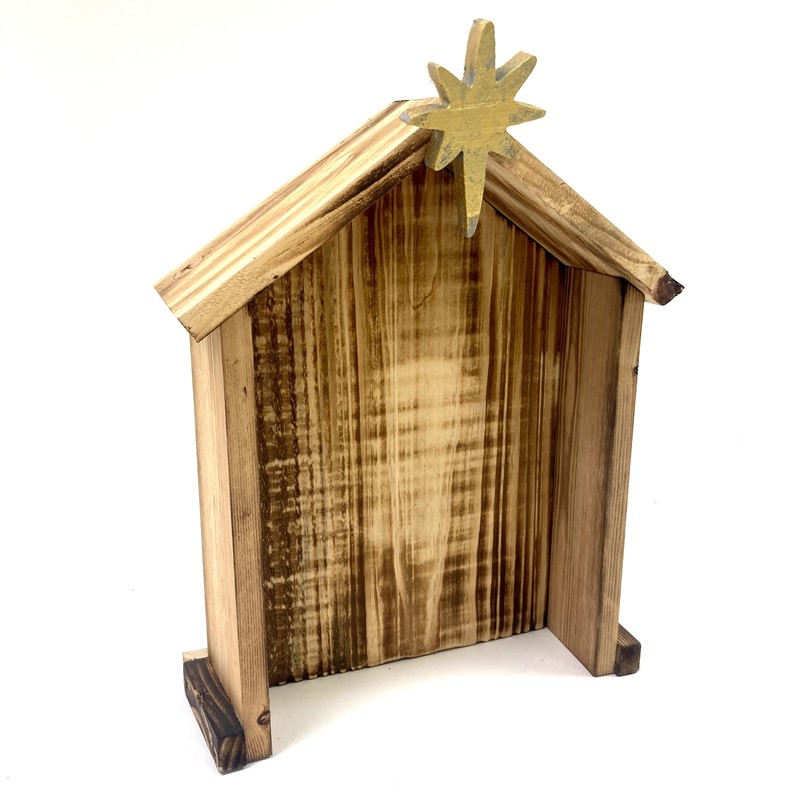 11x14.75" Wood Creche with Removable Star CR1001