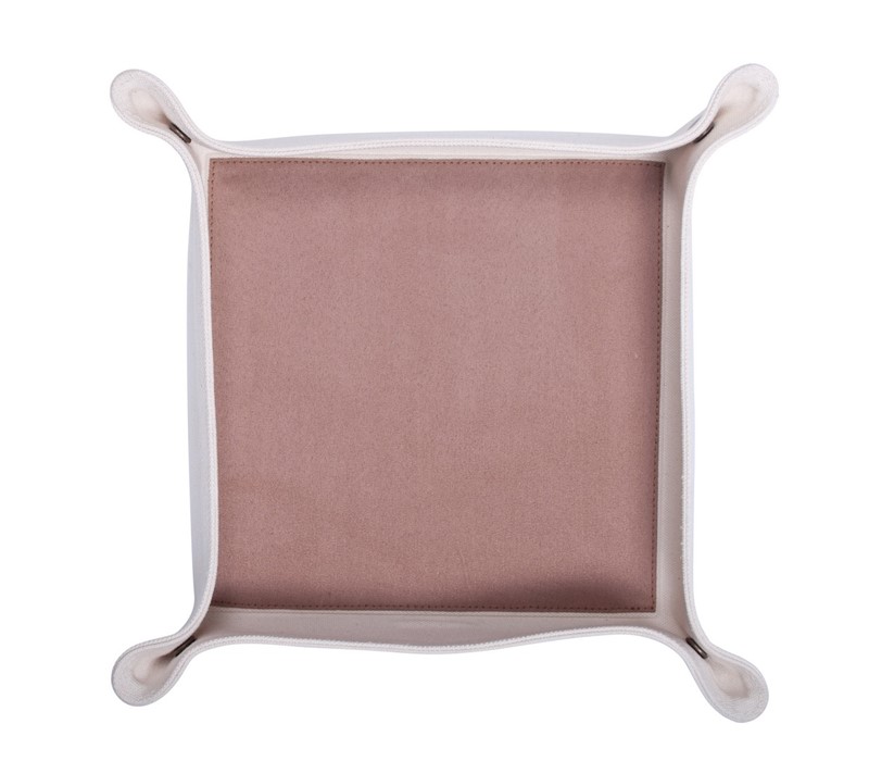 6x6x2" Color Block Valet Tray, Tan (canvas, microfiber) CDHA046
