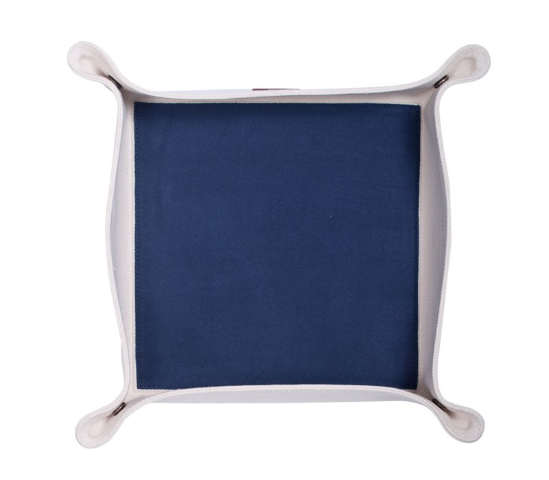 6x6x2" Color Block Valet Tray, Navy (canvas, microfiber) CDHA138