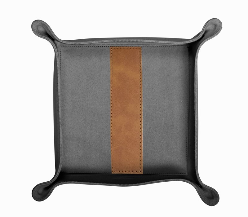 6x6x2" Striped Valet Tray, Gray (canvas, vinyl) CDHA160